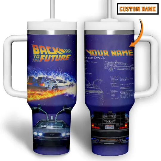 Discover Custom Retro Sci-Fi Time Travel Style Tumbler with Handle 40oz
