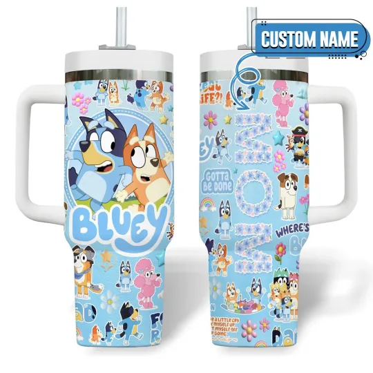 Discover Personalized Blue Puppy Cartoon Inspired Tumbler 40oz with Handle