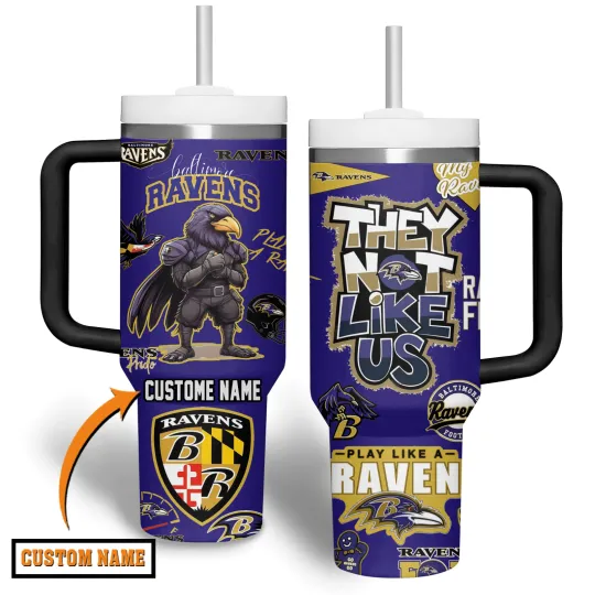 Discover Personalized Purple Raven Football Inspired Tumbler 40oz with Handle
