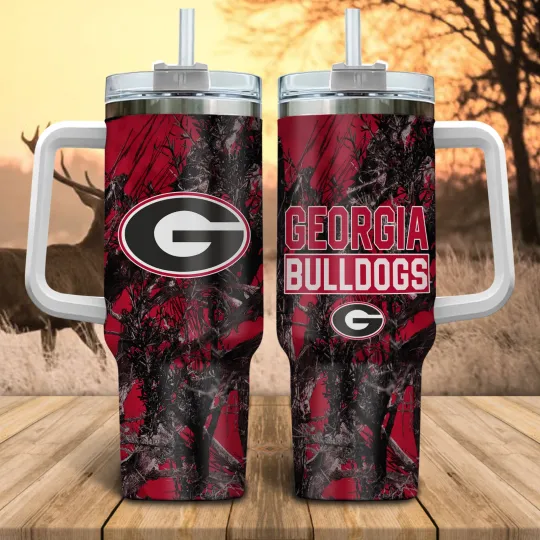 Discover Red Bulldog Football Inspired Hunting Tumbler 40oz with Handle