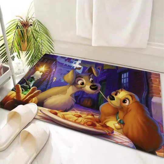 Discover Lady and the Tramp Disney Dog Print Doormat Rug Carpet With Non-slip Backing