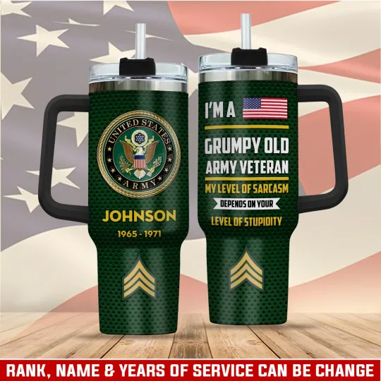 Discover Military Patriotic Style Custom Tumbler with Handle 40oz
