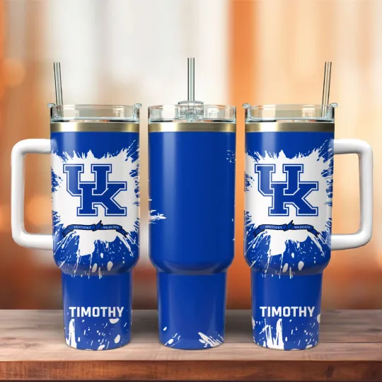 Discover College Basketball Style Tumbler 40oz – Custom Name Cup with Handle