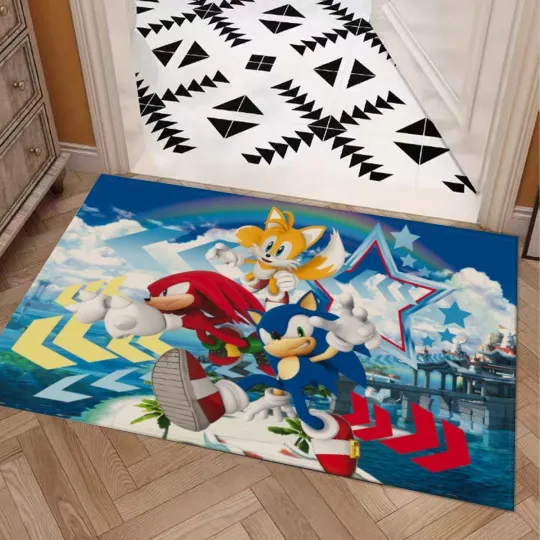 Discover Sonic The Hedgehog Print Doormat Rug Carpet With Non-slip Backing