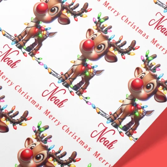 Discover Personalised Rudolph Christmas Wrapping Paper – Custom Name