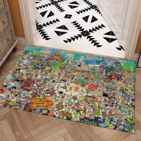 Discover SpongeBob SquarePants Characters Print Doormat Rug Carpet With Non-slip Backing