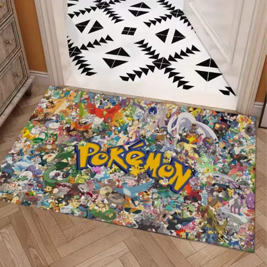 Discover Pika Poket mons Characters Print Doormat Rug Carpet With Non-slip Backing