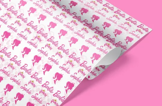 Discover Personalised Barbie Gift Wrap - Custom Wrapping Paper for Girls