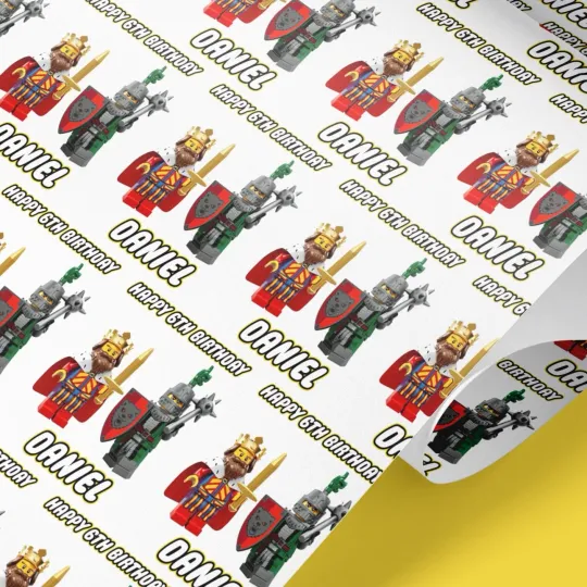 Discover Personalised Lego Knight & King Wrapping Paper for Kids