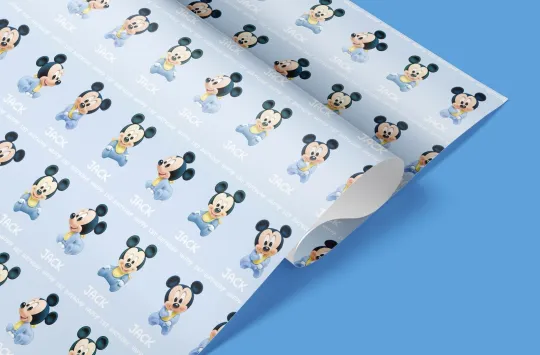 Discover Baby Mickey Mouse Personalized Wrapping Paper with Name, Age & Occasion