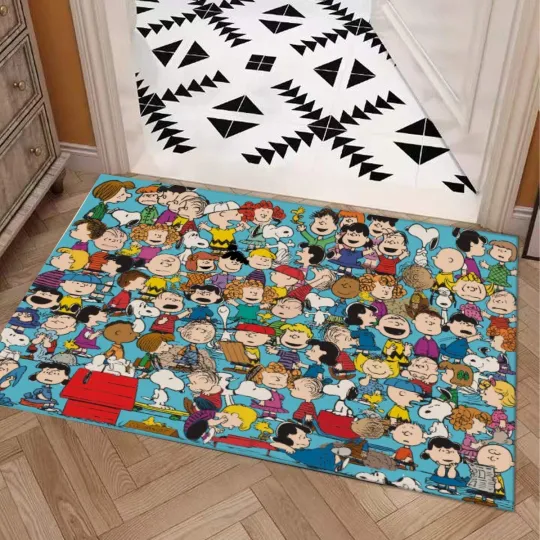 Discover Peanuts Snoop Characters Print Doormat Rug Carpet With Non-slip Backing