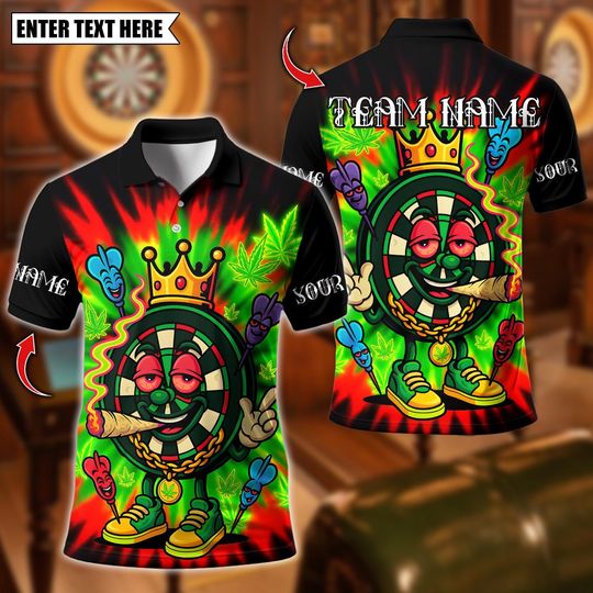 Discover Personalized Name Dart Polo Shirt, Smoking Dartboard King Design ,Custom Team Shirt for Men, Gift for Darts Players