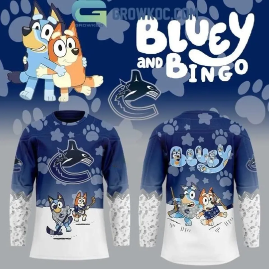 Discover Vancouver Canuck BlueyDad And Bingo 2025 Hockey Jersey