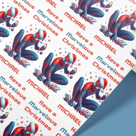 Discover Personalised Spiderman Christmas Wrapping Paper