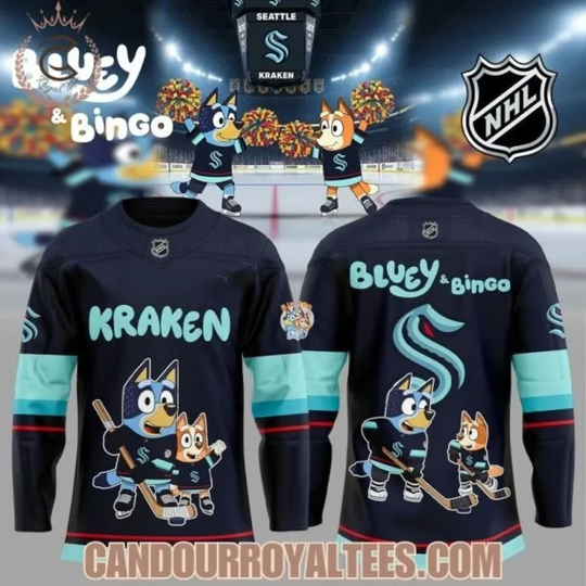 Discover Seattle 1Kraken BlueyDad and Bingo Hockey Jersey