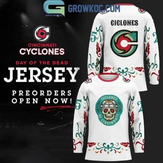 Discover Cincinnati Cyclone Sublimated Day Of the Dead Hockey Jersey