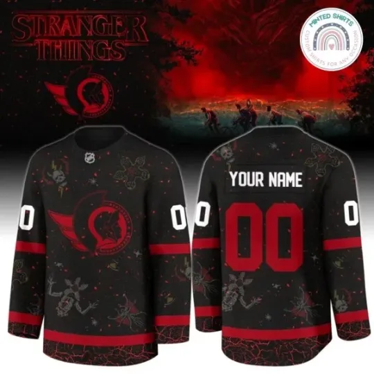 Discover Ottawa Senator x Stranger Thin Custom Name Hockey Jersey