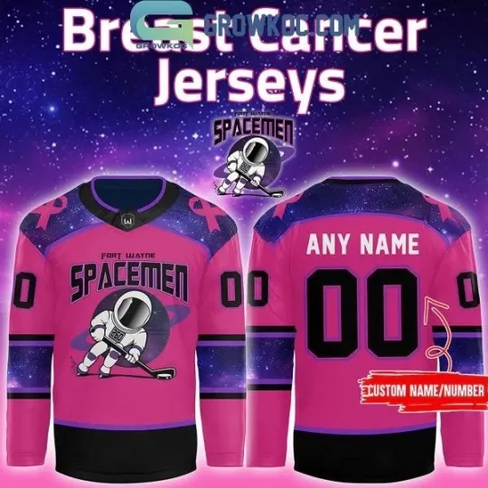 Discover Fort Wayne Spacemen Breast Cancer Personalized Hockey Jersey