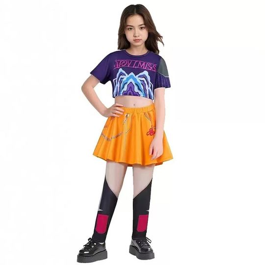 Discover Children Cosplay Performance Costume Outfit K-POP Rumi Group Concert Halloween Clothes Earring Accessory Outfit Size 110-160