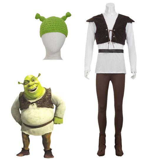 Discover Movie Monster Shrek Cosplay Costumes Shrek Top Vest Pants for Men Performance Role Play Halloween Carnival Party Outfits