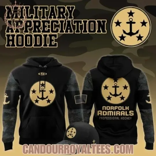 Discover Norfolk Admiral Military Appreciation Jersey 2025 Hoodie