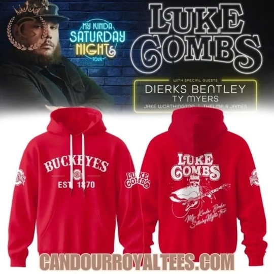 Discover Ohio State Buckeye x Luke Gomb My Kinda Saturday Night Tour Hoodie