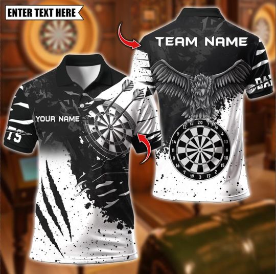 Discover Personalized Name Dart Polo Shirt, Fierce Gorilla with Flaming Dartboard Design ,Custom Team Shirt for Men, Gift for Darts Players