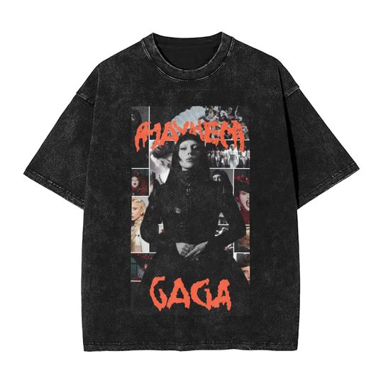 Discover Ladys Gagas Mayhem Men's and Women's T Shirt Washed Album Awesome Tee Shirt Short Sleeve T-Shirt Pure Cotton Unique Clothes