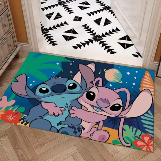 Discover Disney Stitch And Angel Hugging Print Door Mat Rug Carpet With Non-slip Backing