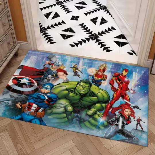 Discover The Avengers Superheroes Print Door Mat Rug Carpet With Non-slip Backing