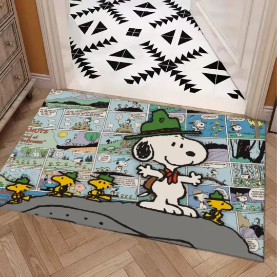 Peanuts Snoop Comics Books Print Door Mat Rug Carpet With Non-slip Backing
