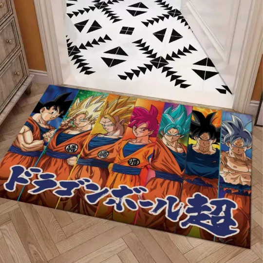 Discover Son Goku Transformation Print Door Mat Rug Carpet With Non-slip Backing