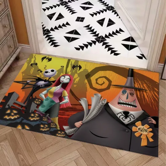 Discover The Nightmare Before Christmas Print Door Mat Rug Carpet With Non-slip Backing