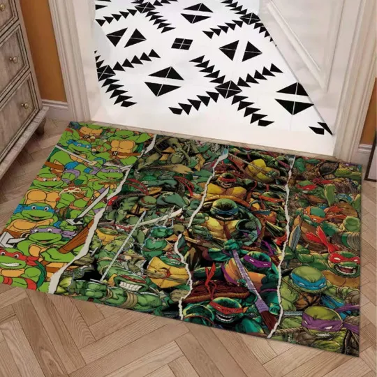 Discover TMNT Nick 90s Cartoon Print Door Mat Rug Carpet With Non-slip Backing
