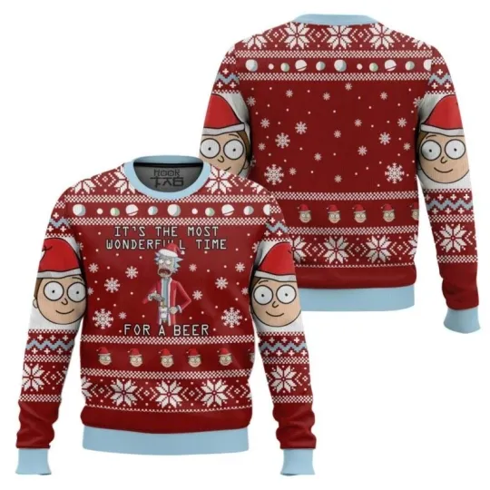 Time For A Beer Rick And Rickandmorty Ugly Christmas Sweater All Sizes