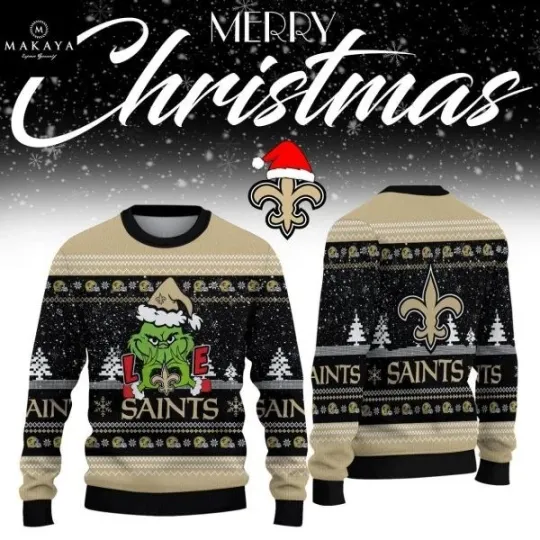 New Orleans Saint 2026 1Grinch Happy New Year football Ugly Christmas Sweaters