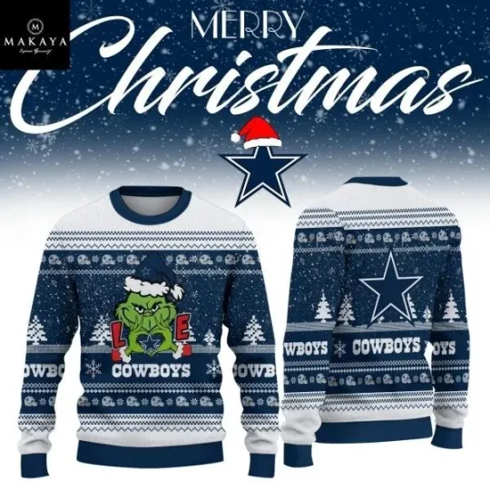 Discover Dallas Cowboy 2026 1Grinch Happy New Year football Ugly Christmas Sweaters