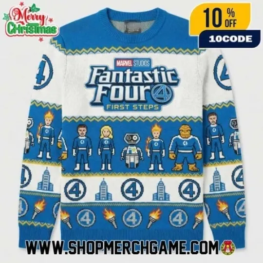 Marvel Fantastic Four First Steps Ugly Christmas Sweater All Sizes