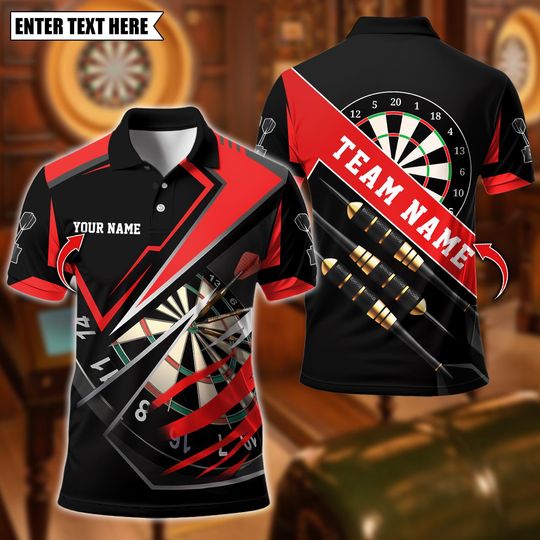Discover Personalized Name Dart Polo Shirt, Darts For Team Design, Custom Team Shirt for Men, Gift for Darts Players