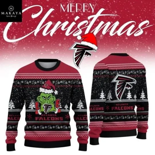 Atlanta Falcon 2026 1Grinch Happy New Year football Ugly Christmas Sweaters