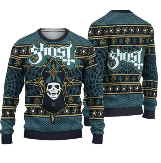 Ghost Band Ugly Christmas Sweater, Ghost Band Ugly Sweater, Rock Band Music