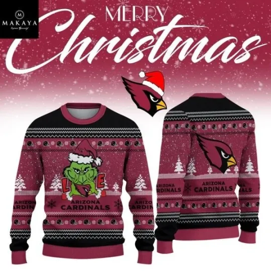 Arizonna Cardinal 2026 1Grinch Happy New Year football Ugly Christmas Sweaters