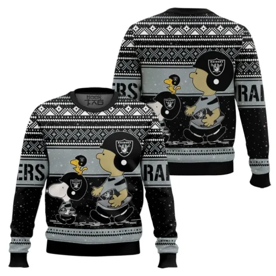 Discover Snoopy And Charlie Brown Las Vegas Raider Ugly Sweater All Sizes