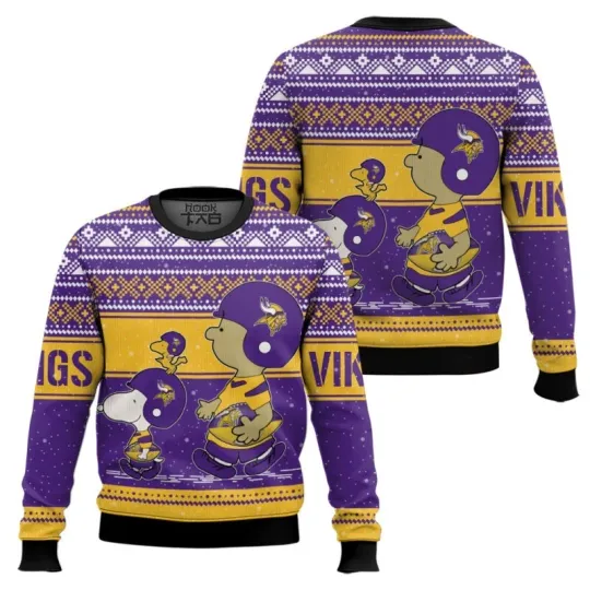 Discover Snoopy And Charlie Brown Minnesota Viking Ugly Sweater All Sizes