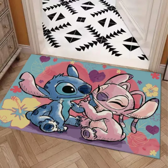 Discover Stitch With Angel Love Print Door Mat Rug Carpet With Non-slip Backing