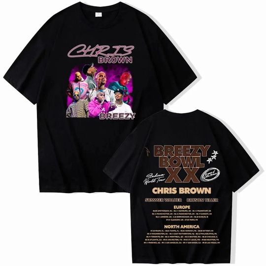 Discover Chris Brown Breezy Bowl XX Tour Double Sided Unisex T-Shirt