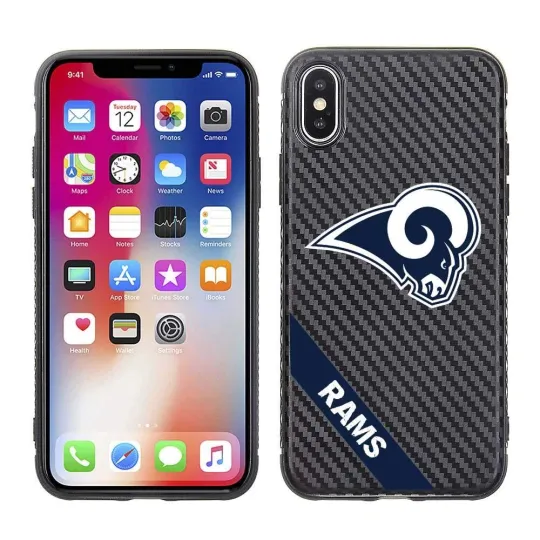 Discover PBG football Los Angeles Rams Black Carbon Case for iPhone X, XS (5.8")