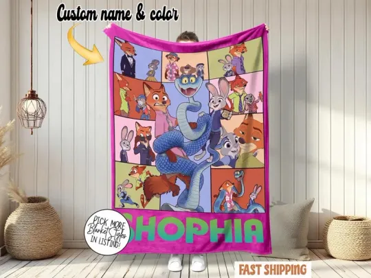Discover Custom Name Zootopia 2 Judy & Nick Fleece Blanket