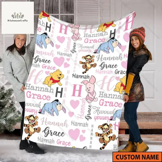Discover Personalized Disney Winnie The Pooh Blanket, Disneyland Pooh Bear Fleece Blanket
