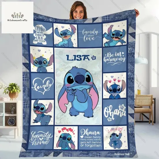 Discover Custom Disney Stitch Blanket, Lilo And Stitch Fleece Blanket